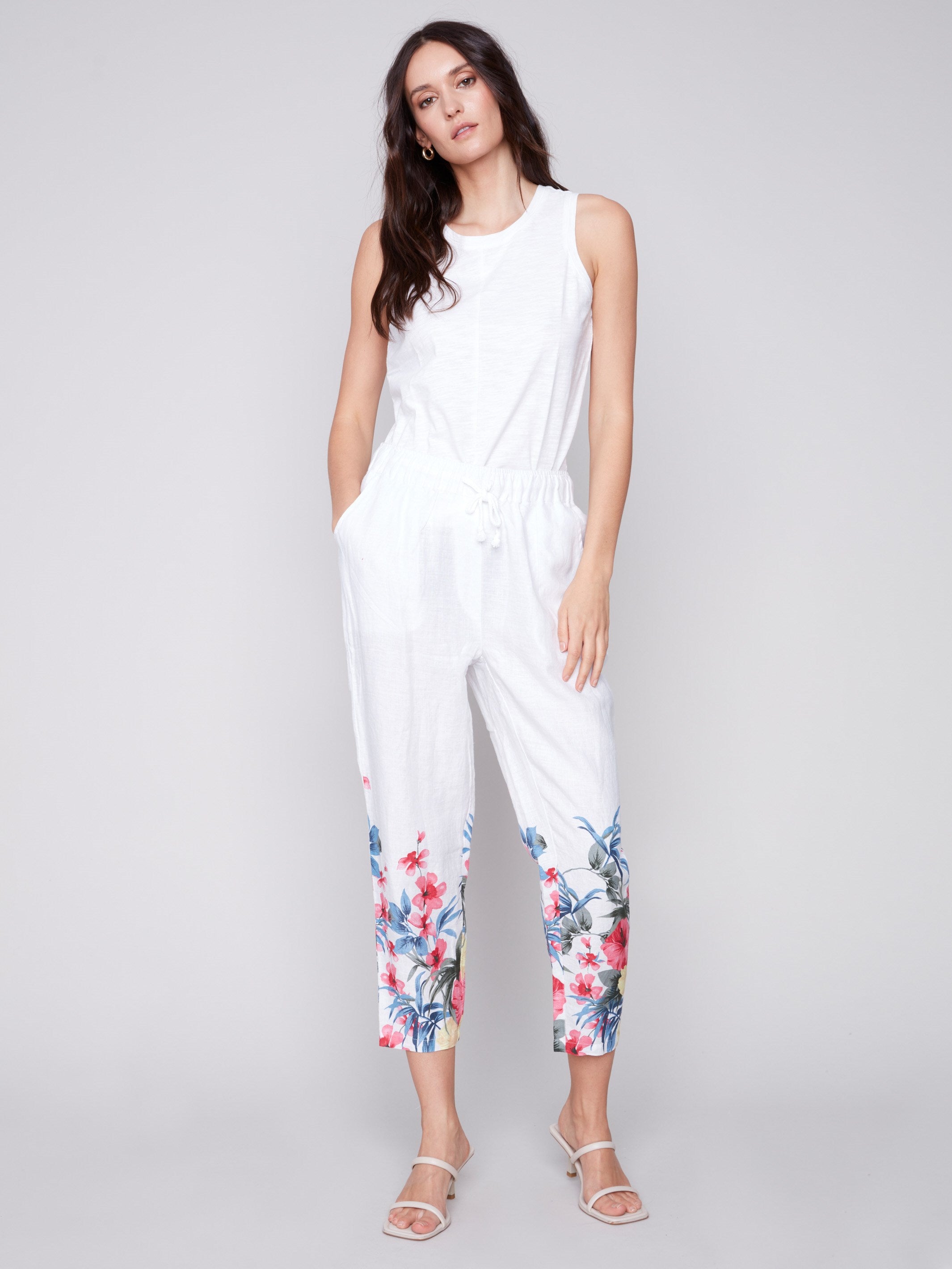 Printed Linen Pull-On Pants - Maui - Charlie B Collection Canada - Image 1