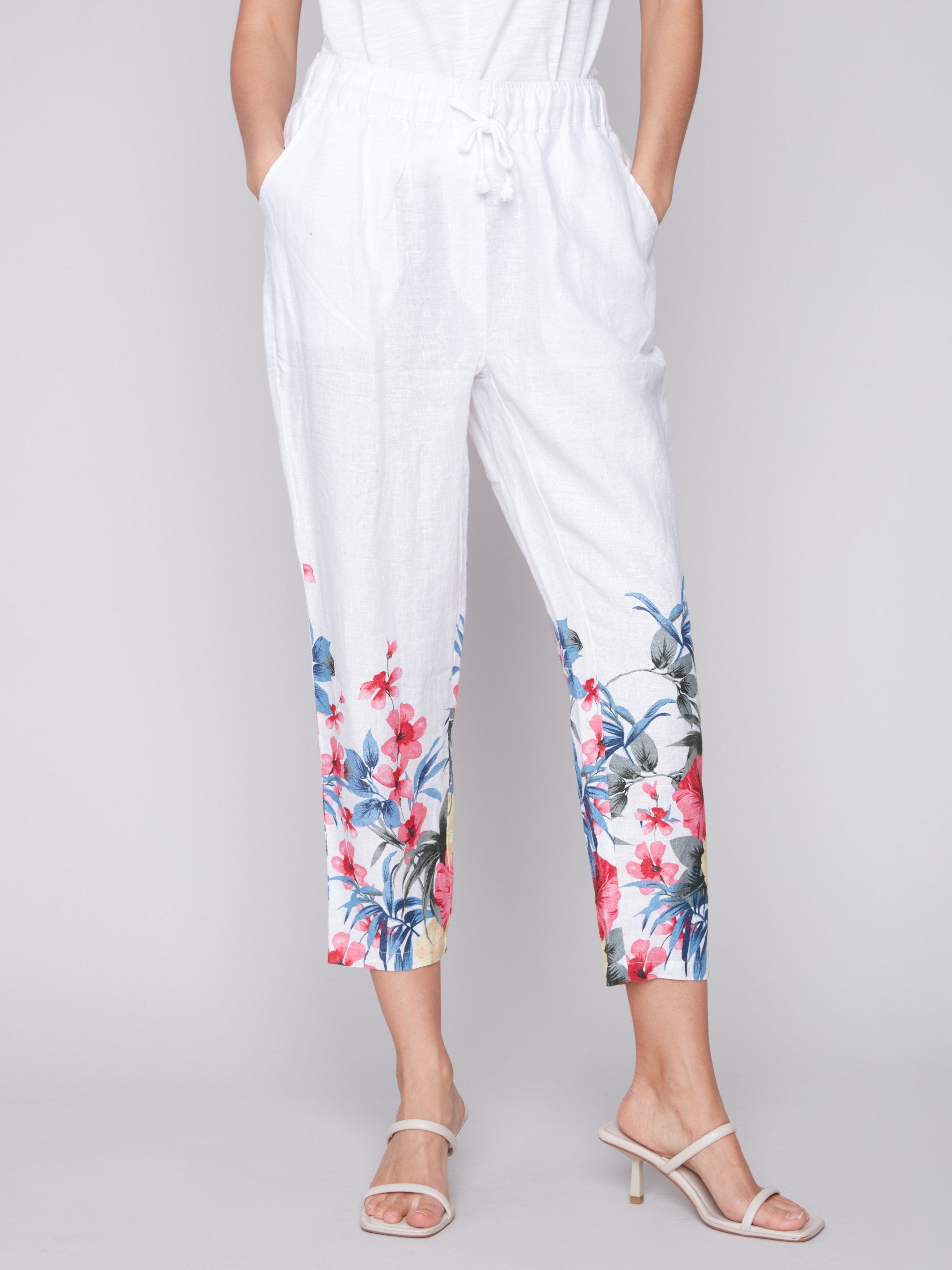 Printed Linen Pull-On Pants - Maui - Charlie B Collection Canada - Image 2