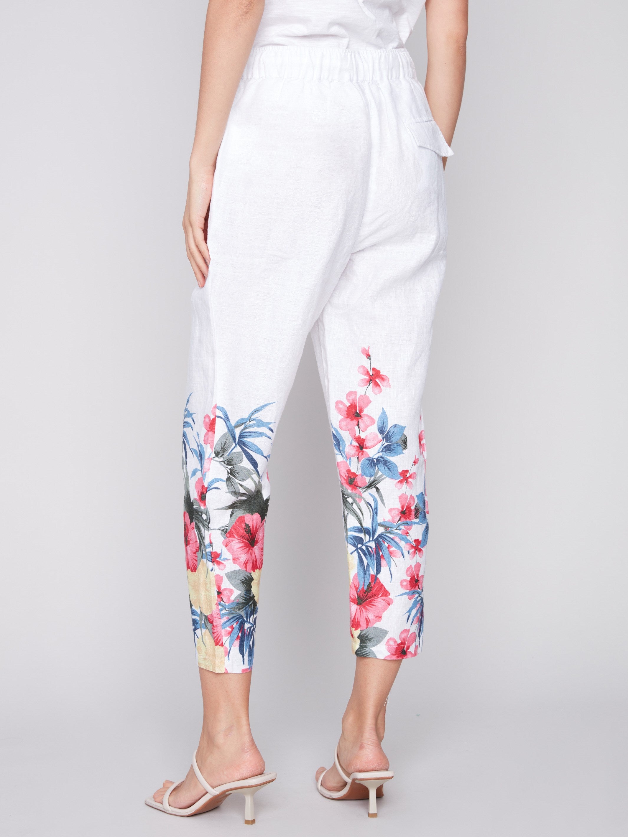 Printed Linen Pull-On Pants - Maui - Charlie B Collection Canada - Image 3