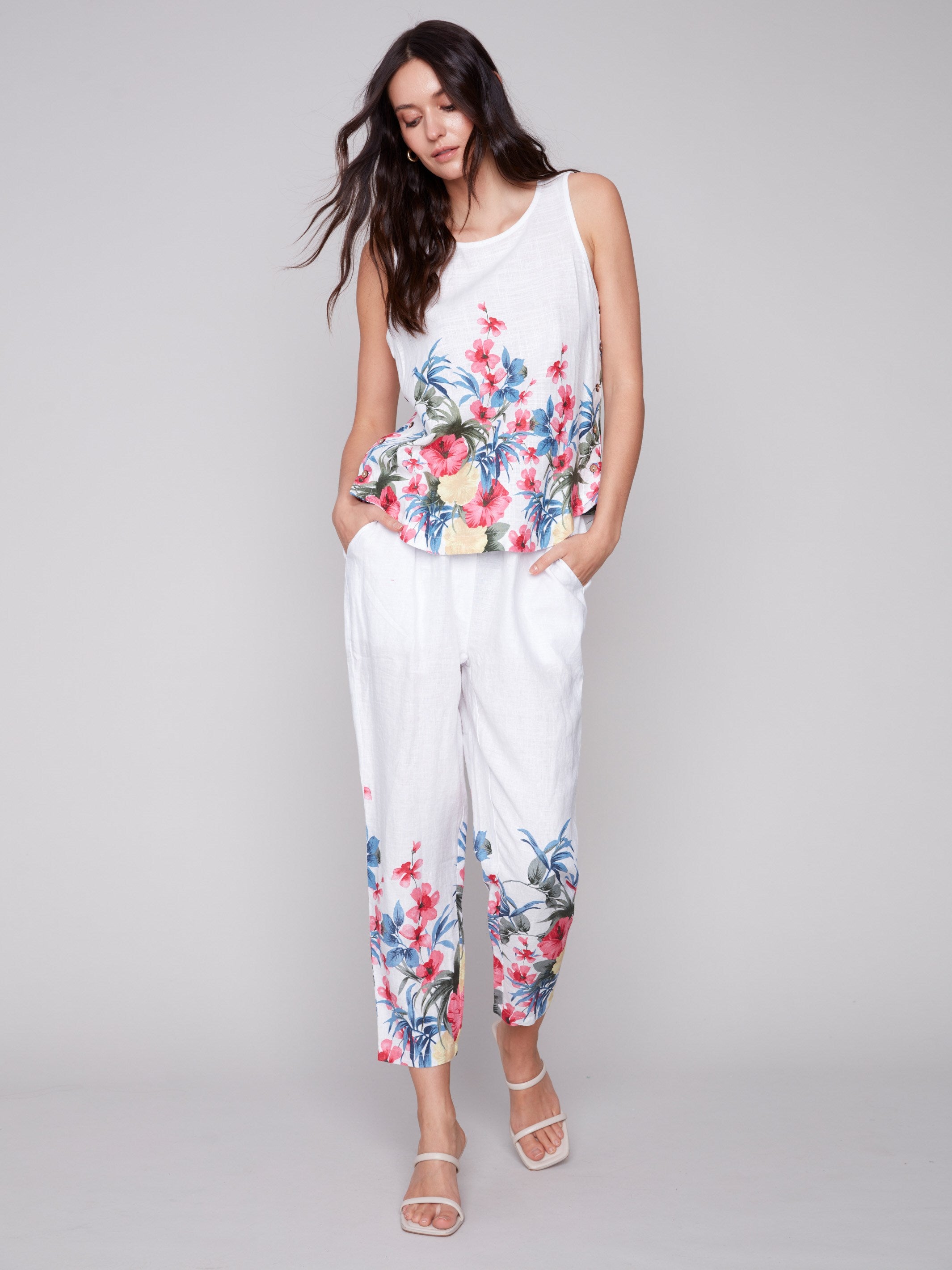 Printed Linen Pull-On Pants - Maui - Charlie B Collection Canada - Image 4