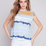 Printed Linen Tank Top with Sleeve Detail - Corn - Charlie B Collection Canada - Image 1