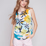 Printed Linen Top with Side Buttons - Resort - Charlie B Collection Canada - Image 1