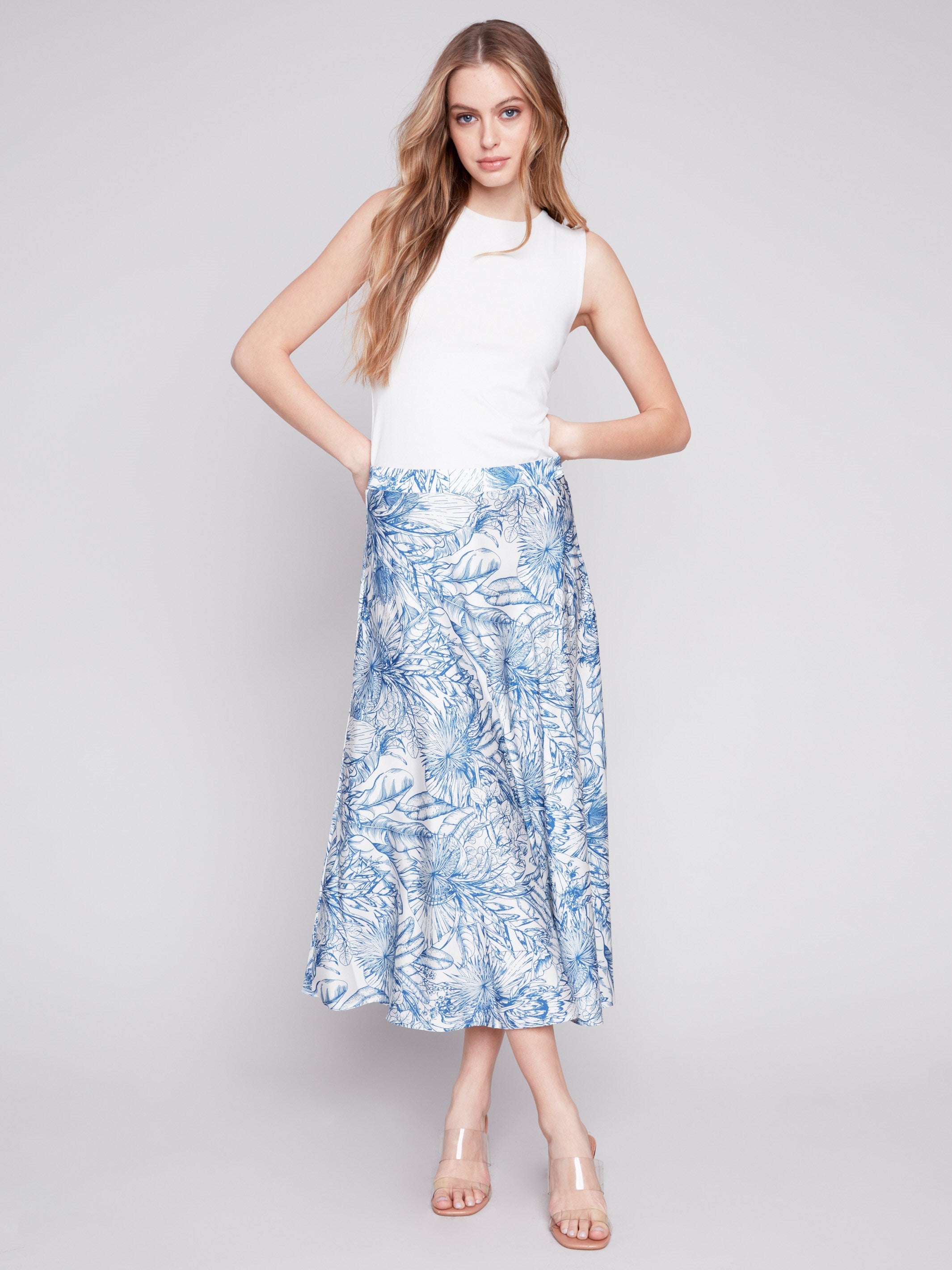 Printed Long Satin Skirt - Jungle - Charlie B Collection Canada - Image 2