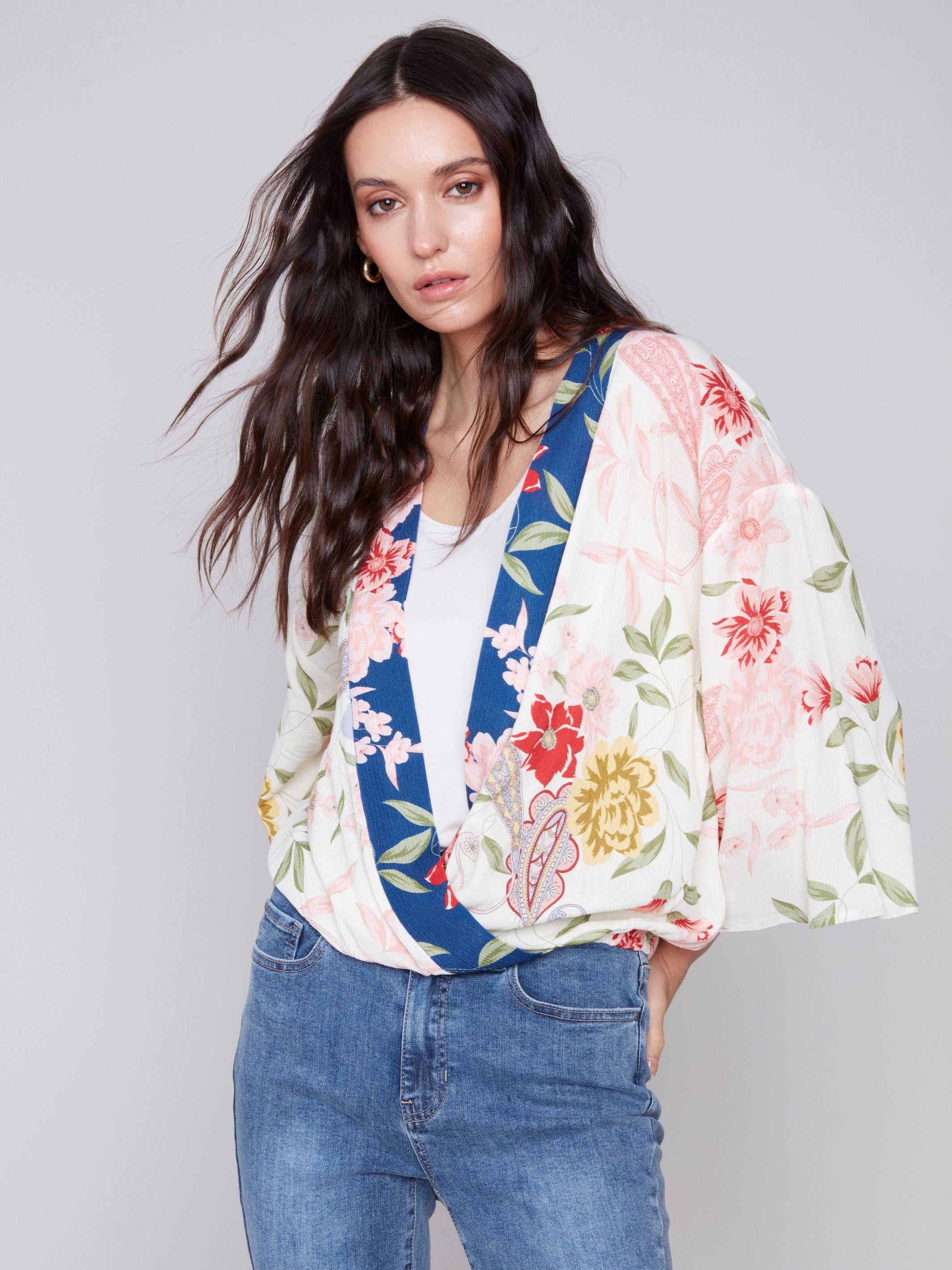 Printed Overlap Blouse - Paisley - Charlie B Collection Canada - Image 1