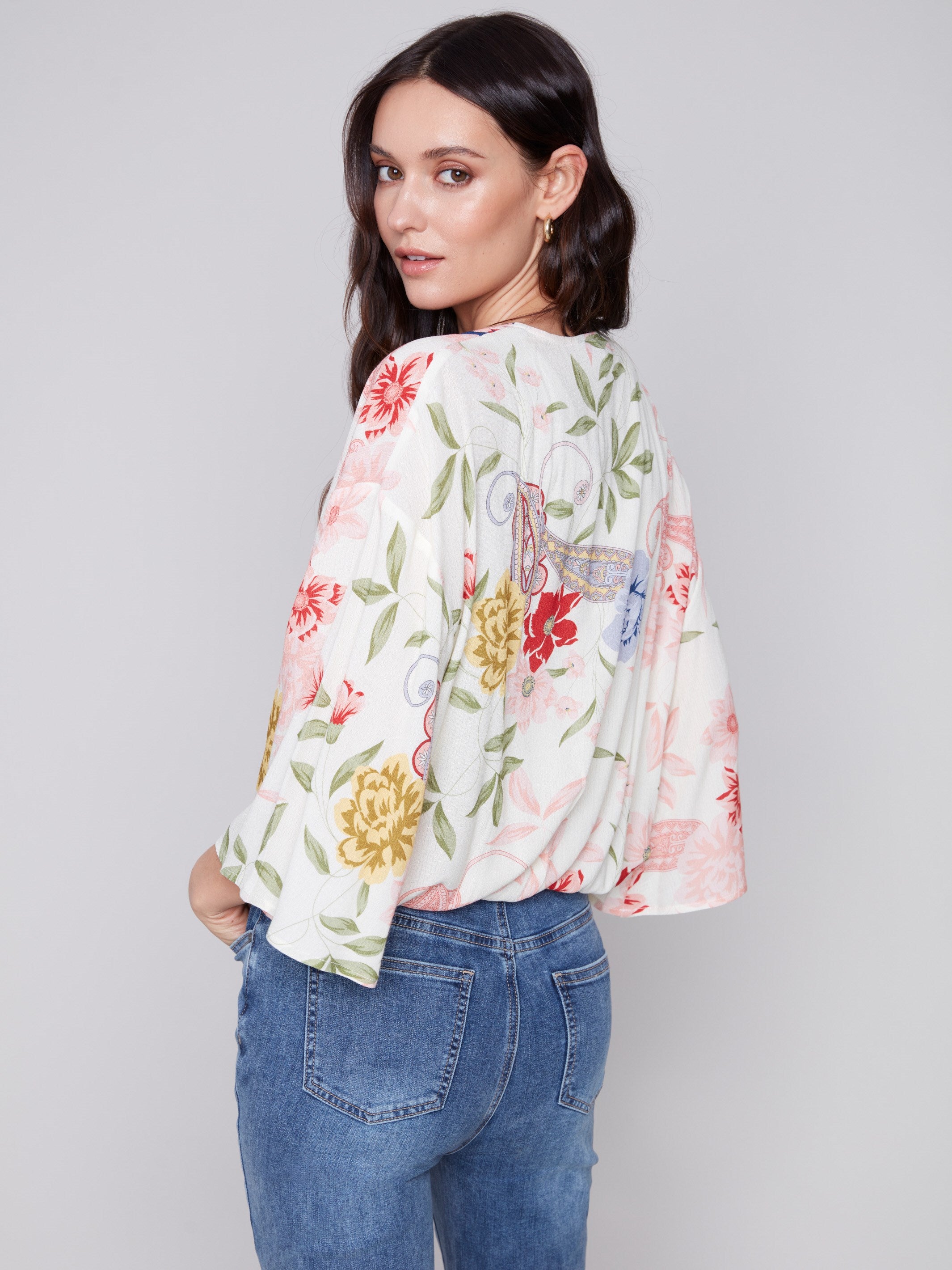 Printed Overlap Blouse - Paisley - Charlie B Collection Canada - Image 2