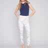 Printed Pull-On Twill Pants with Split Hem - Stamps - Charlie B Collection Canada - Image 1