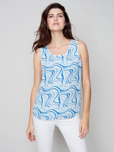 Printed Reversible Cami - Cerulean - C4317 Charlie B Collection Canada 2