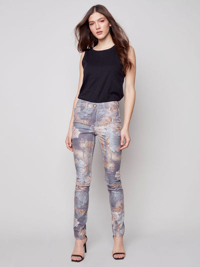 Printed Reversible Denim Pants - Nougat - C5235 Charlie B Collection Canada