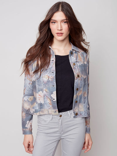 Printed Reversible Jean Jacket - Nougat - C6150 Charlie B Collection Canada