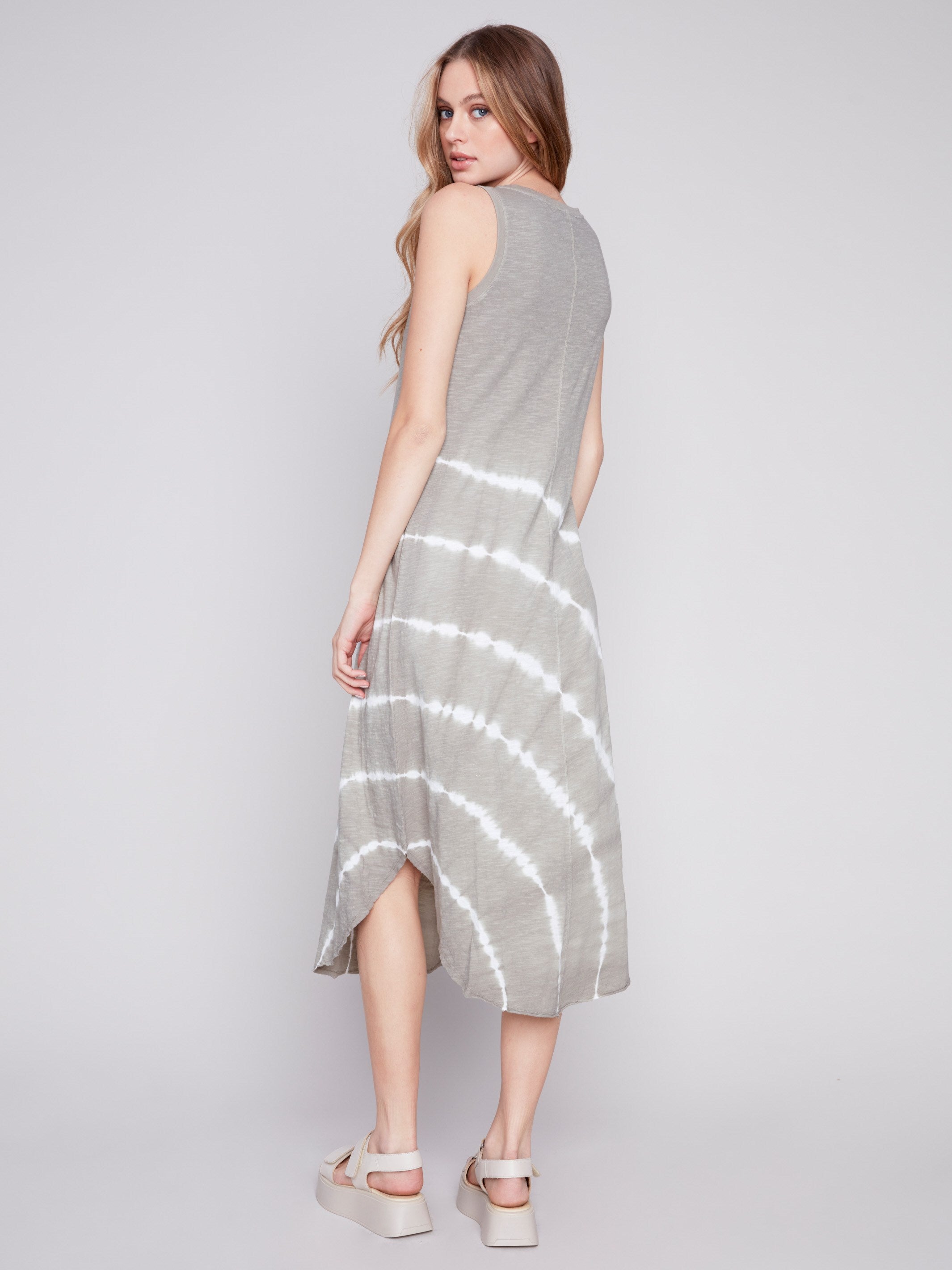 Printed Sleeveless Cotton Dress - Celadon - Charlie B Collection Canada - Image 2