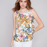 Printed Sleeveless Linen Top with Slit - Jungle - Charlie B Collection Canada - Image 1