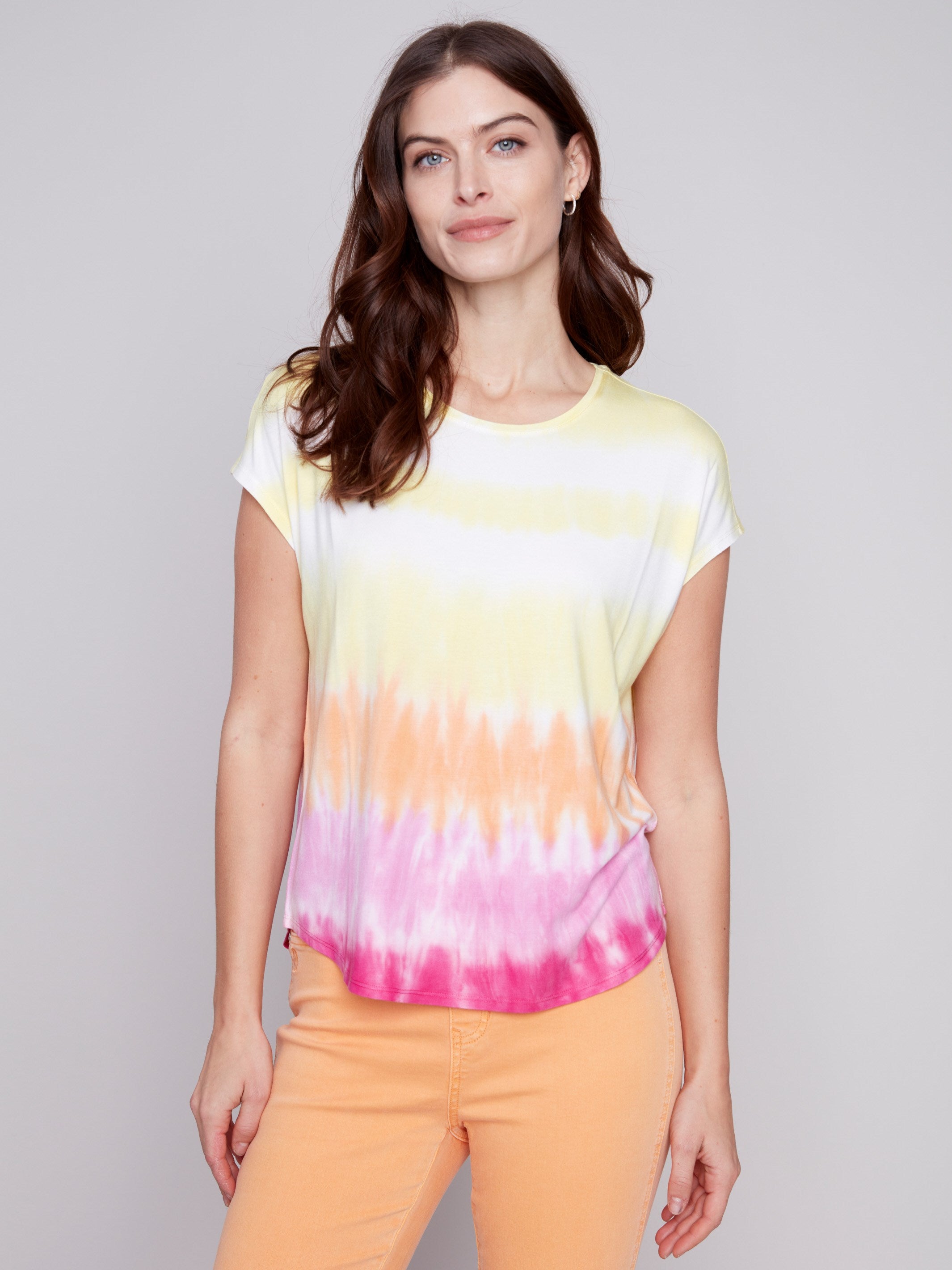 Printed Sleeveless Top - Sunset - Charlie B Collection Canada - Image 1