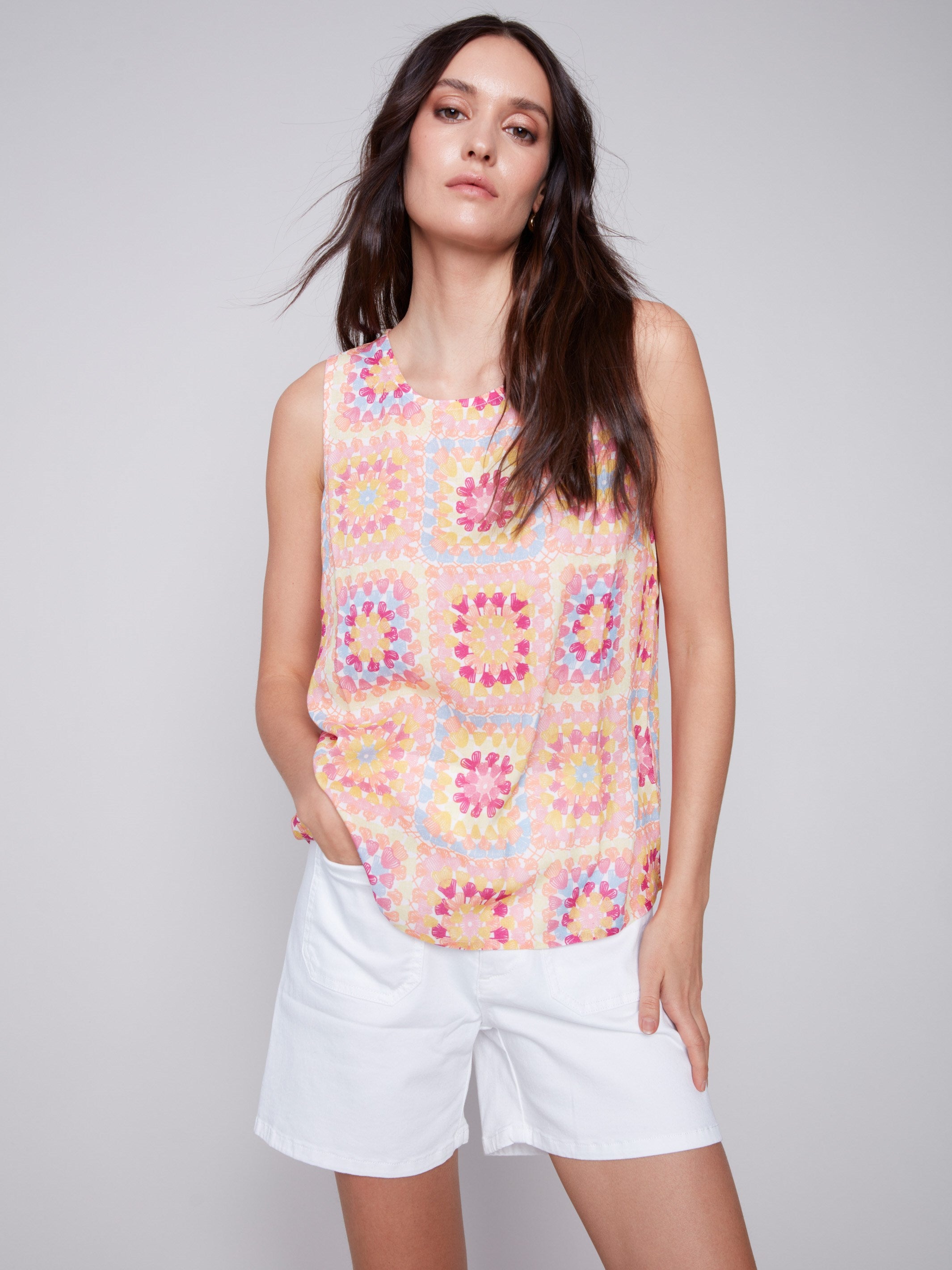 Printed Sleeveless Top - Festival - Charlie B Collection Canada - Image 1