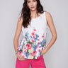 Printed Sleeveless Top with Side Buttons - Maui - Charlie B Collection Canada - Image 1