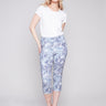 Printed Stretch Pull-On Capri Pants - Leaves - Charlie B Collection Canada - Image 1