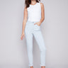 Printed Twill Pants with Hem Slit - Stripes - Charlie B Collection Canada - Image 1