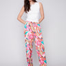 Printed Wide Leg Satin Pants - Flora - Charlie B Collection Canada - Image 1