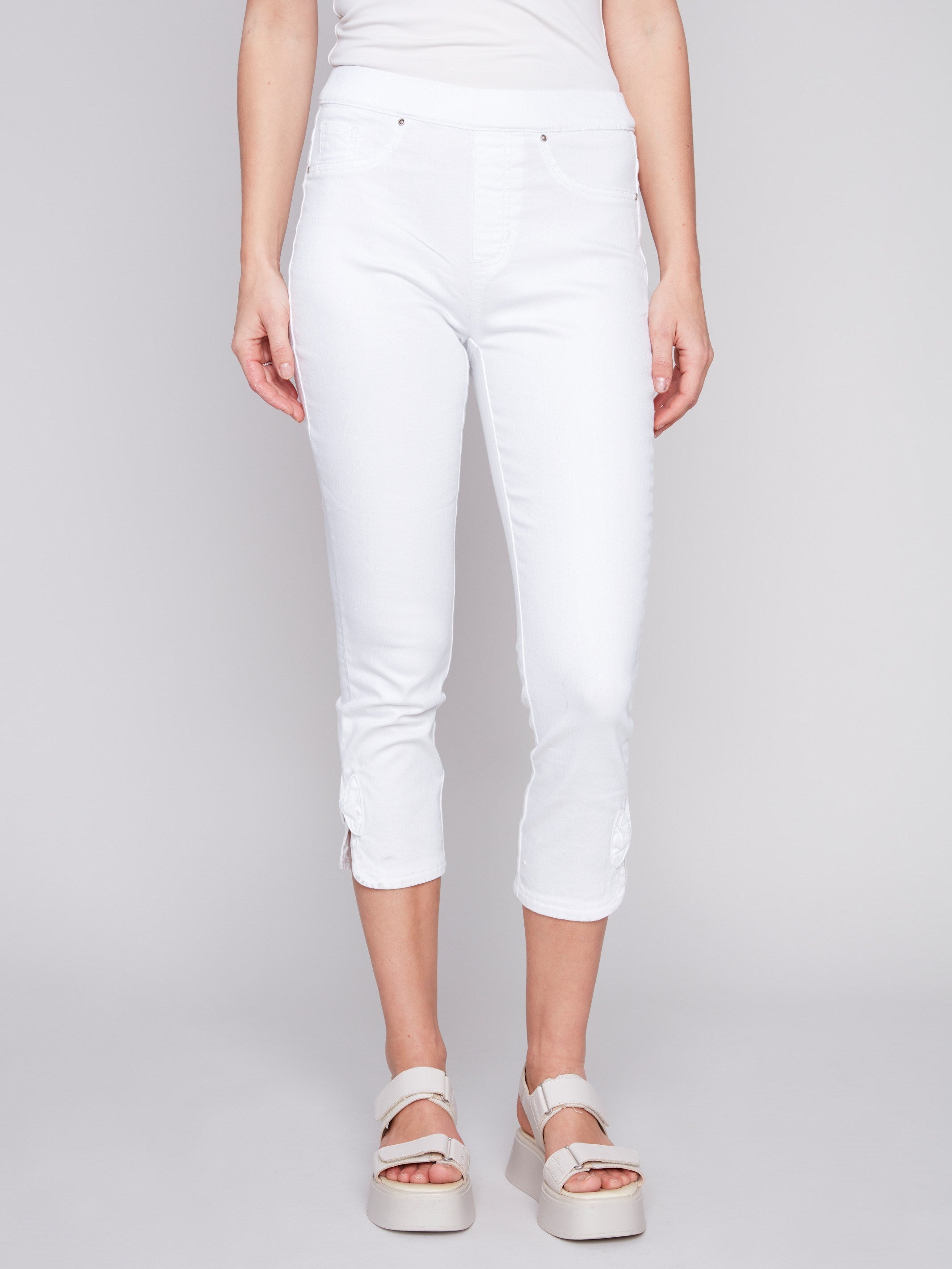 Pull-On Jeans with Bow Detail - White - Charlie B Collection Canada - Image 2