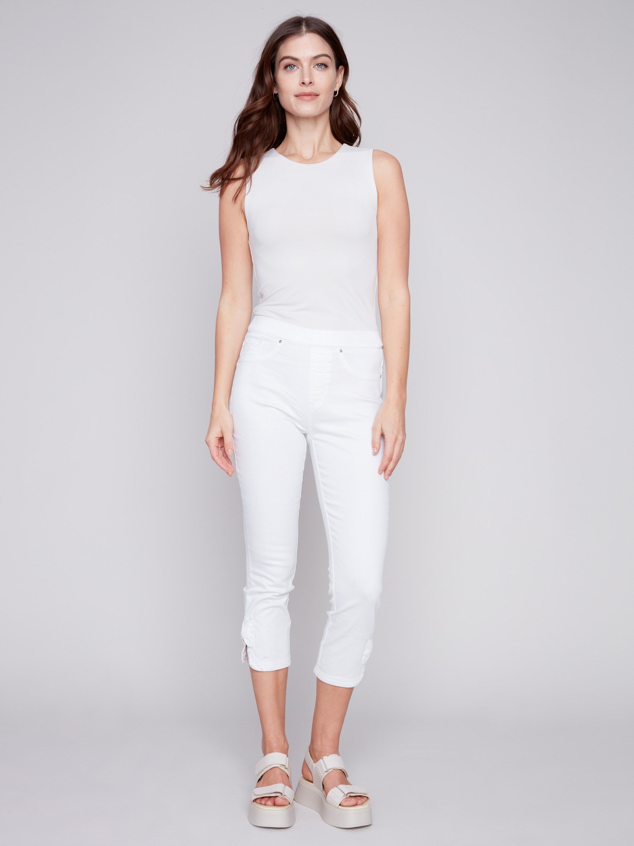 Pull-On Jeans with Bow Detail - White - Charlie B Collection Canada - Image 4