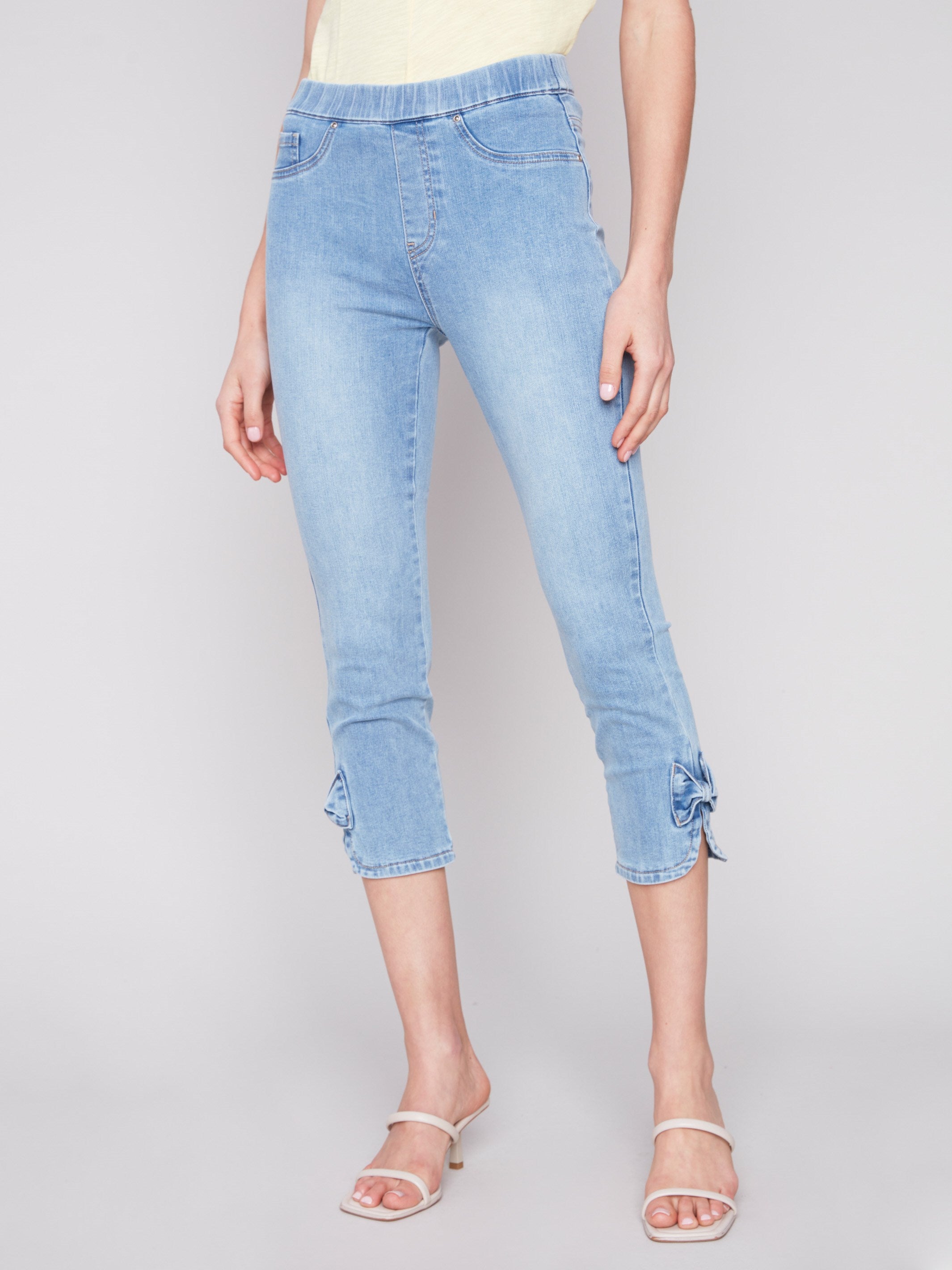 Pull-On Jeans with Bow Detail - Light Blue - Charlie B Collection Canada - Image 2