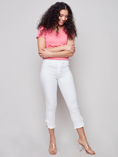 Pull-On Jeans with Bow Detail - White - C5333 Charlie B Collection Canada 1