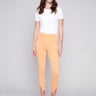 Pull-On Twill Pants with Split Hem - Melon - Charlie B Collection Canada - Image 1