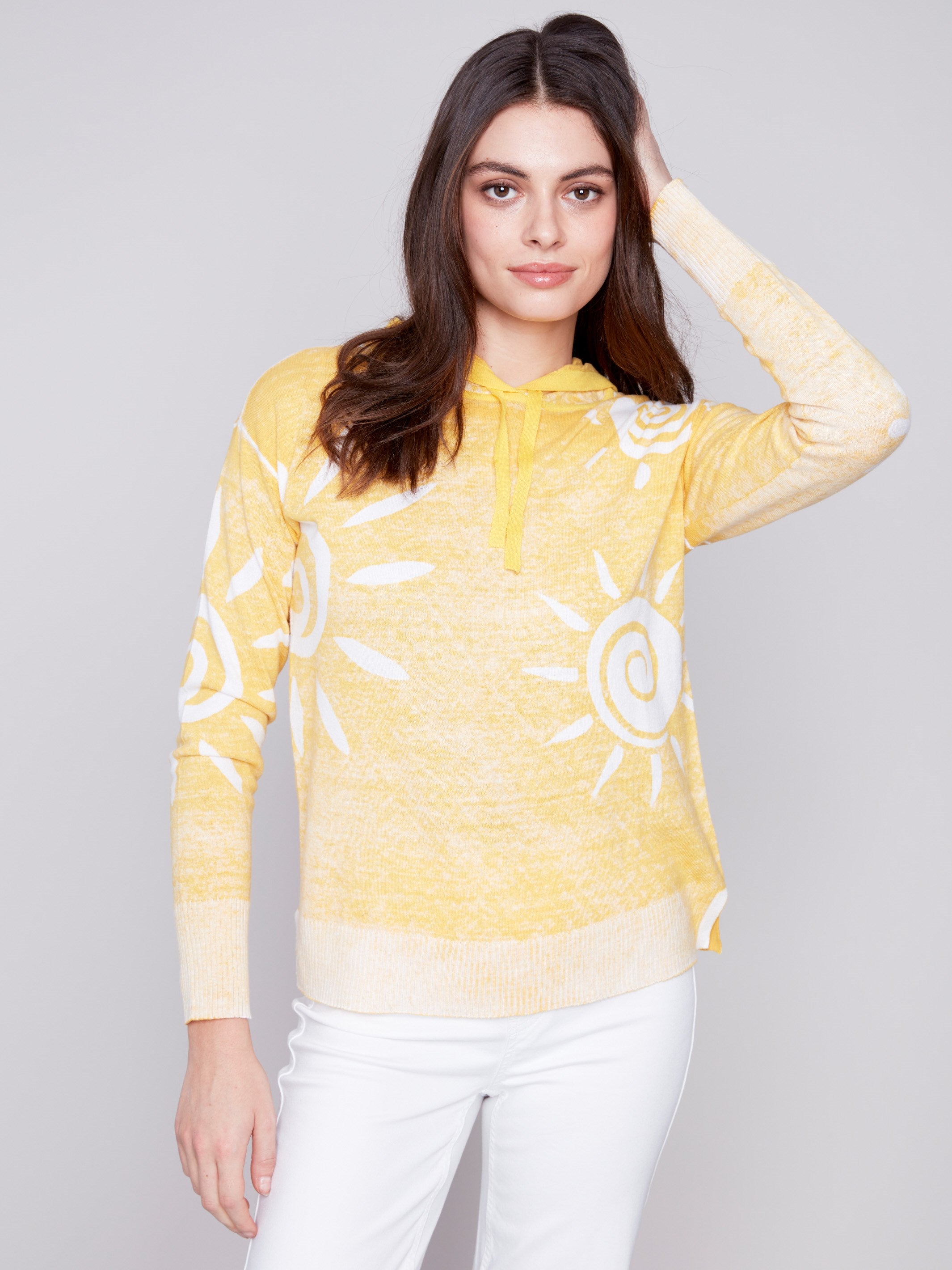 Reverse Printed Hoodie Sweater - Corn - Charlie B Collection Canada - Image 2