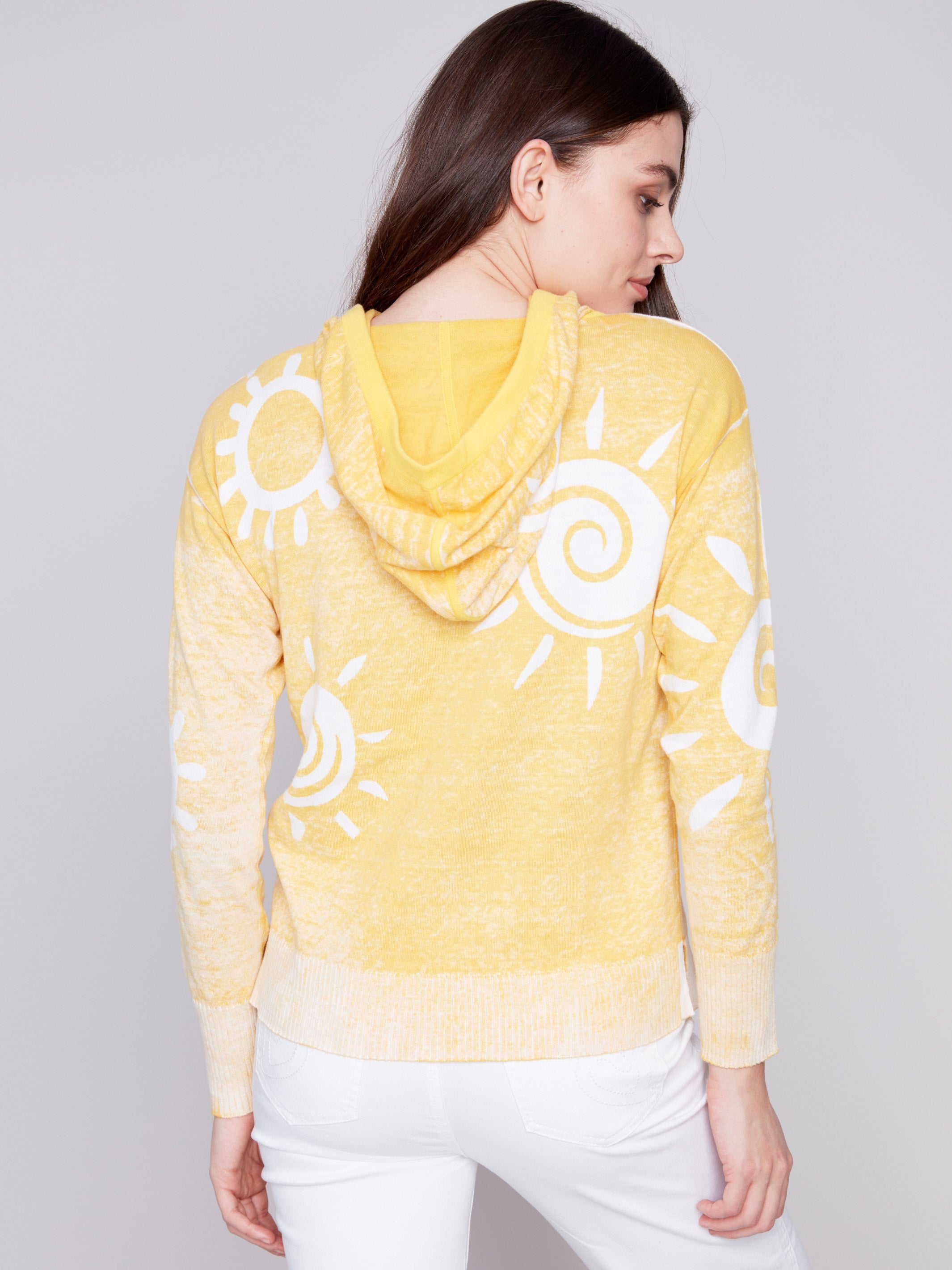 Reverse Printed Hoodie Sweater - Corn - Charlie B Collection Canada - Image 6