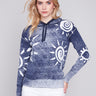 Reverse Printed Hoodie Sweater - Navy - Charlie B Collection Canada - Image 1