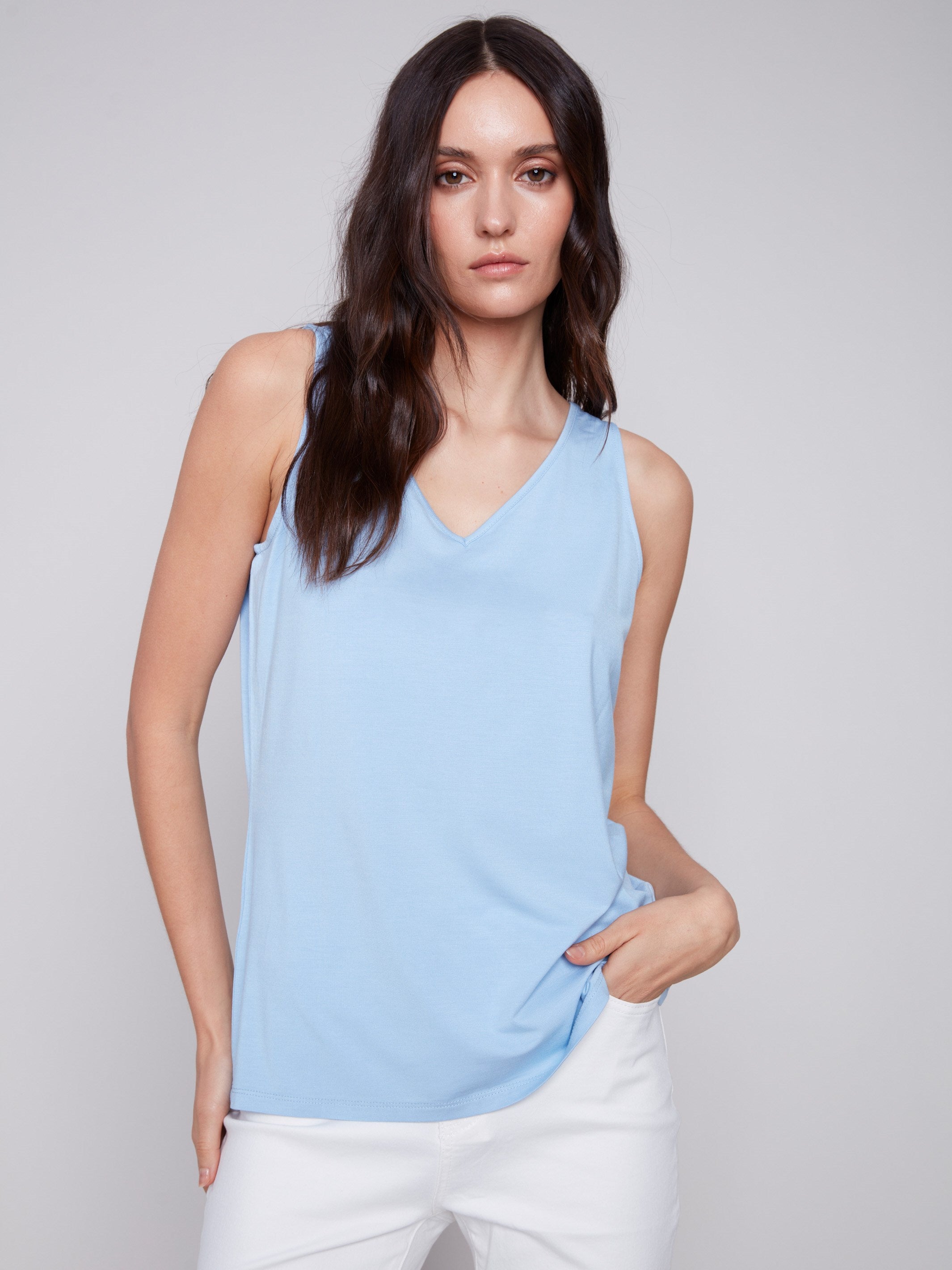 Reversible Bamboo Cami - Sky - Charlie B Collection Canada - Image 2