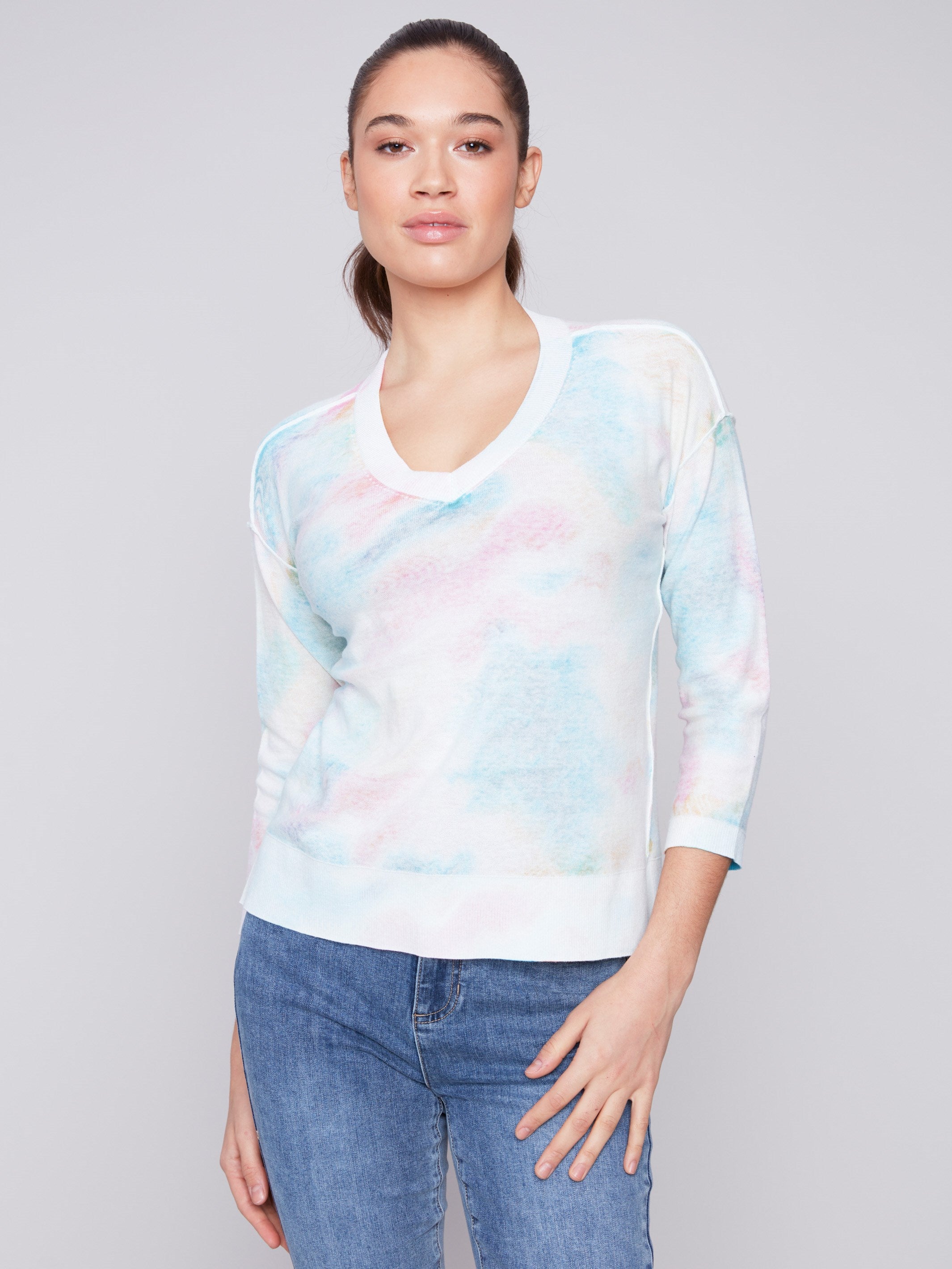 Reversible Cotton Sweater - Multicolor - Charlie B Collection Canada - Image 1