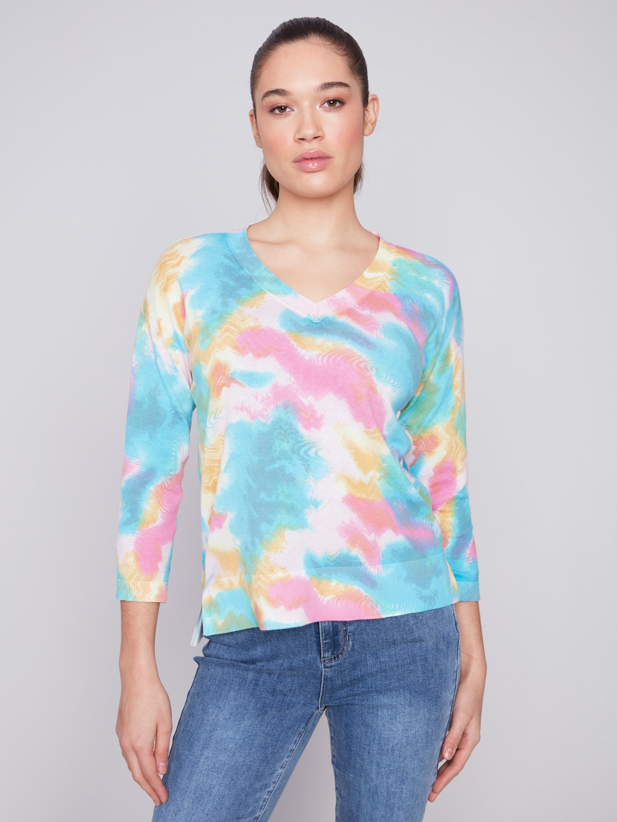 Reversible Cotton Sweater - Multicolor - Charlie B Collection Canada - Image 2
