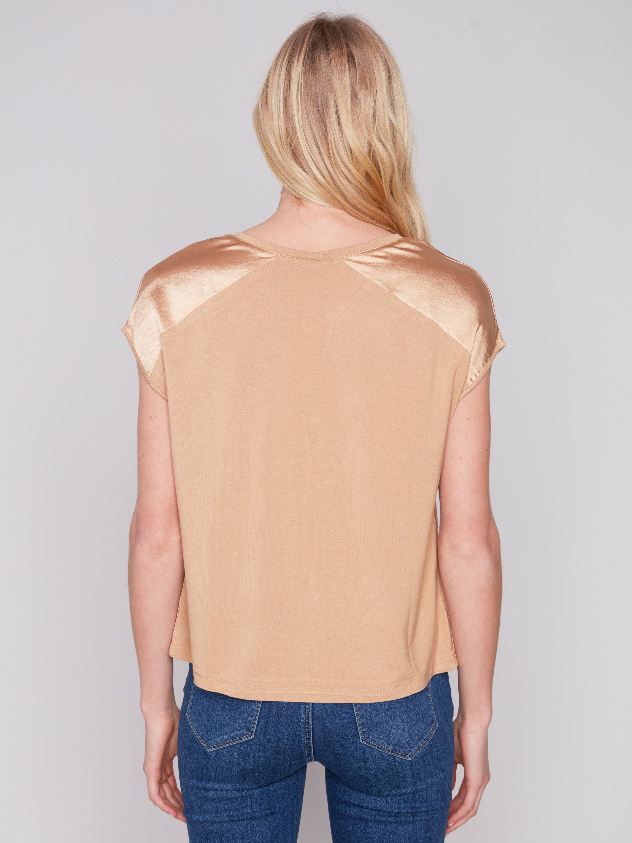 Satin V-Neck Knit Top - Corn - Charlie B Collection Canada - Image 2