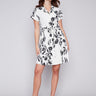 Short-Sleeved Button-Front Dress - Black/Cream - Charlie B Collection Canada - Image 1