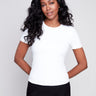 Short-Sleeved Super Stretch Top - White - Charlie B Collection Canada - Image 1