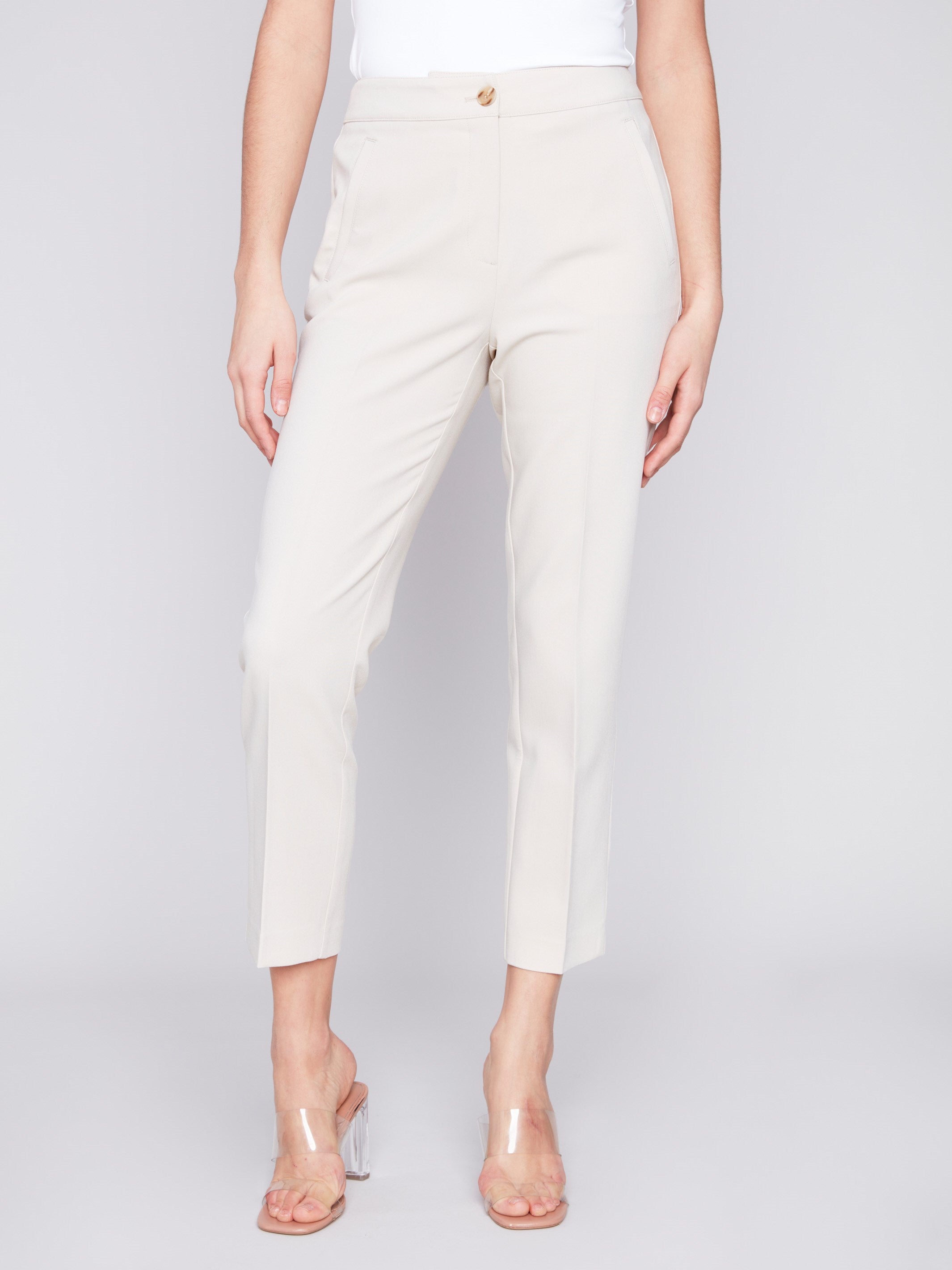 Side Slit Tapered Pants - Beige - Charlie B Collection Canada - Image 2