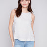 Sleeveless Linen Top with Side Buttons - Natural - Charlie B Collection Canada - Image 1