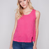Sleeveless Linen Top with Slit - Punch - Charlie B Collection Canada - Image 1