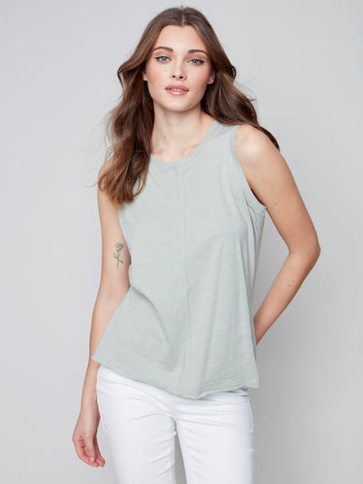 Sleeveless Organic Cotton Top - Basil - C1313 Charlie B Collection Canada 1