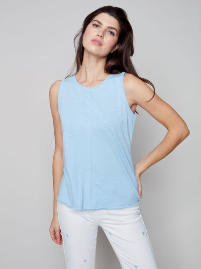 Sleeveless Organic Cotton Top - Cerulean Blue - C1313 Charlie B Collection Canada 1