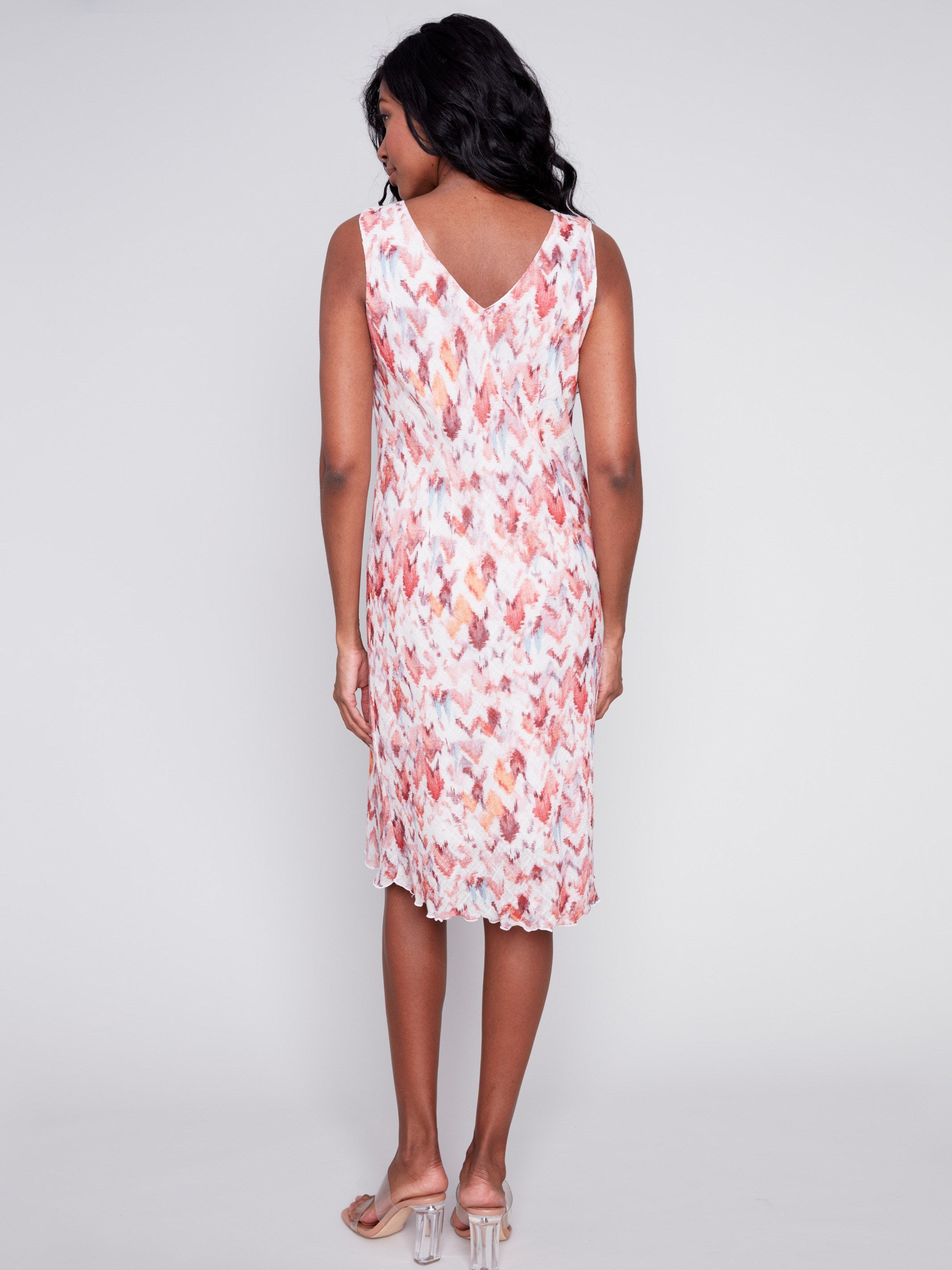 Sleeveless Printed Cotton Gauze Dress - Pink - Charlie B Collection Canada - Image 4