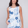 Sleeveless Printed Linen Top - Blue - Charlie B Collection Canada - Image 1