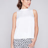 Sleeveless Satin Top - White - Charlie B Collection Canada - Image 1