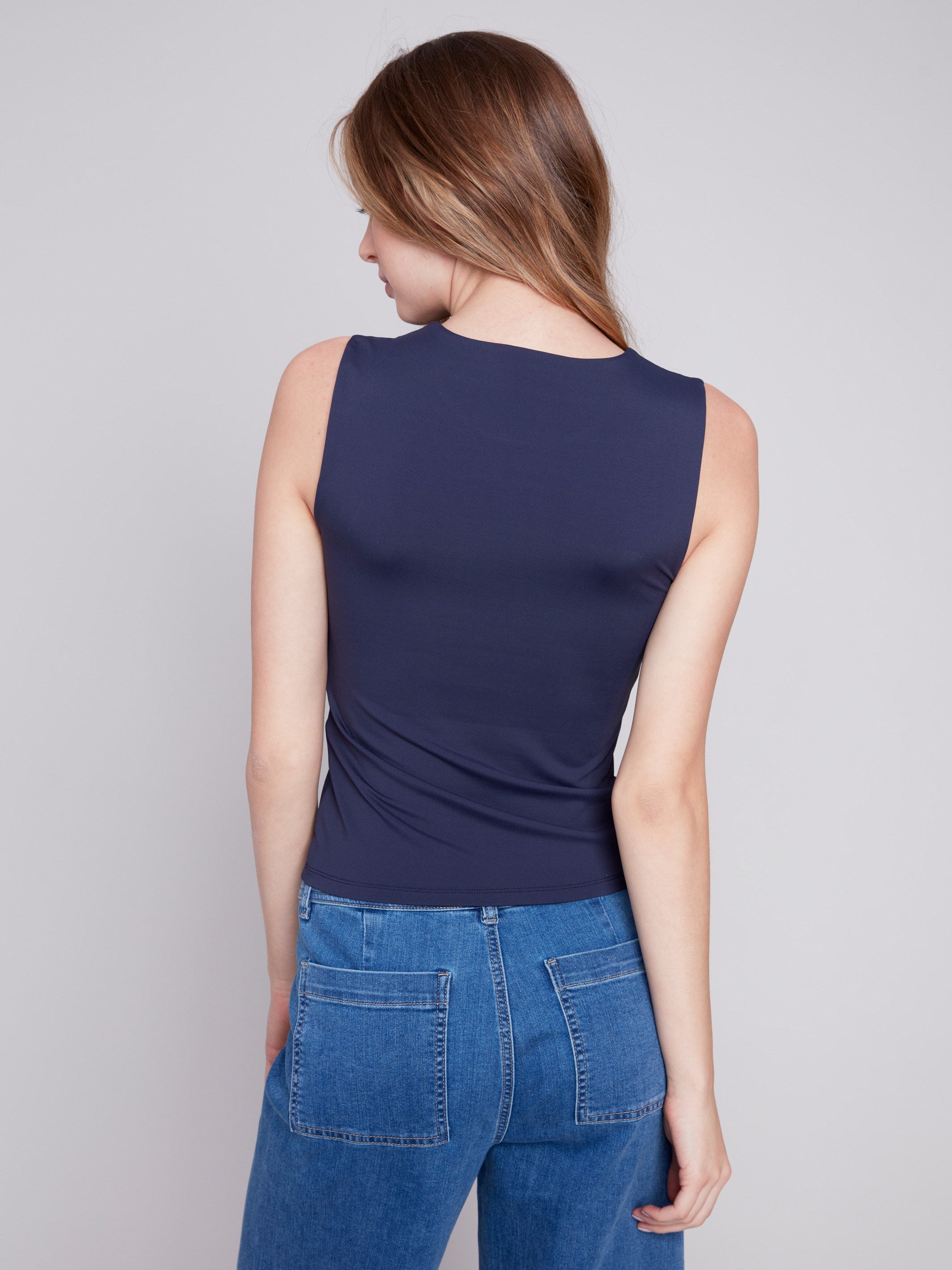 Sleeveless Super Stretch Top - Navy - Charlie B Collection Canada - Image 2