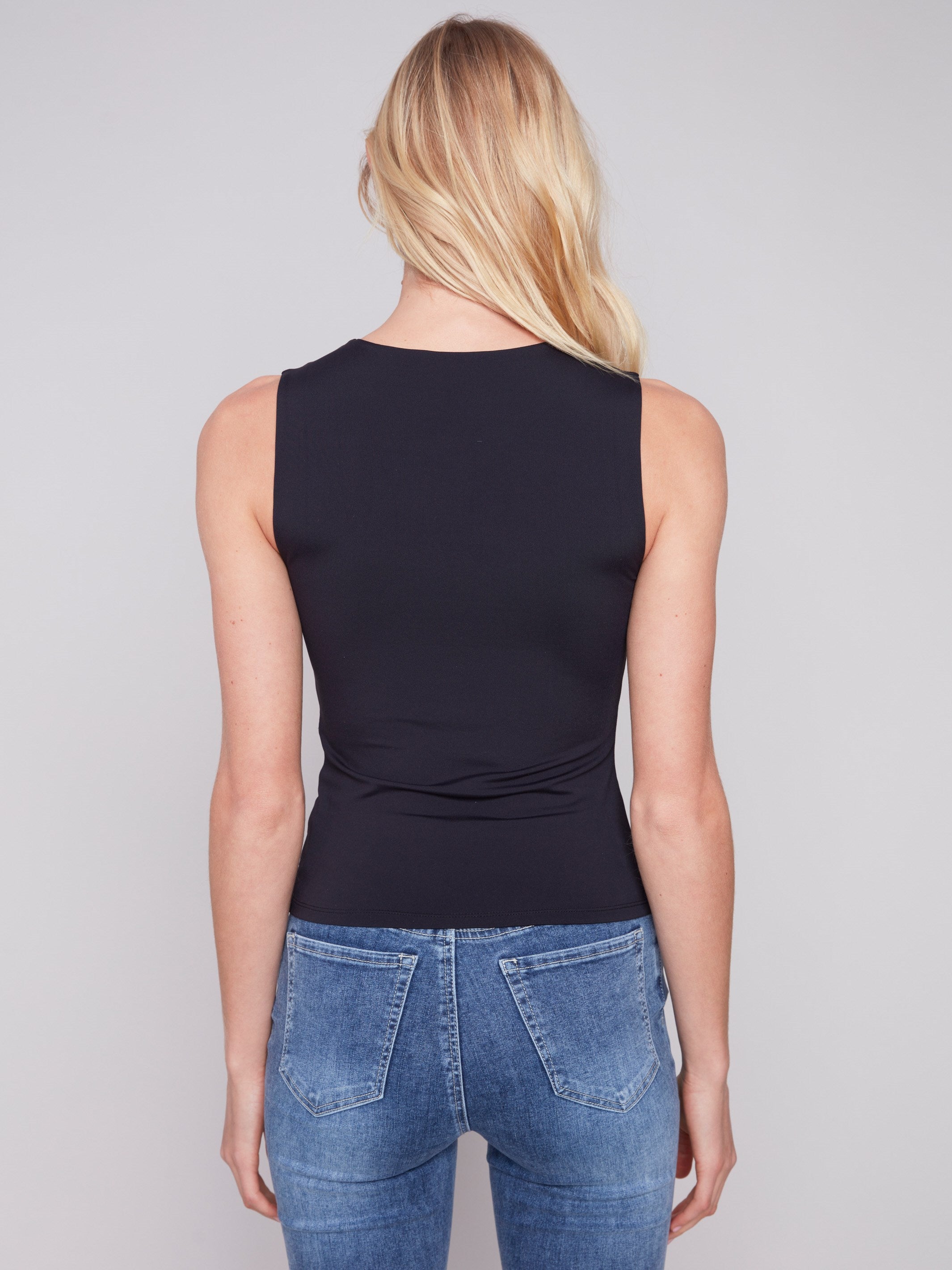 Sleeveless Super Stretch Top - Black - Charlie B Collection Canada - Image 3