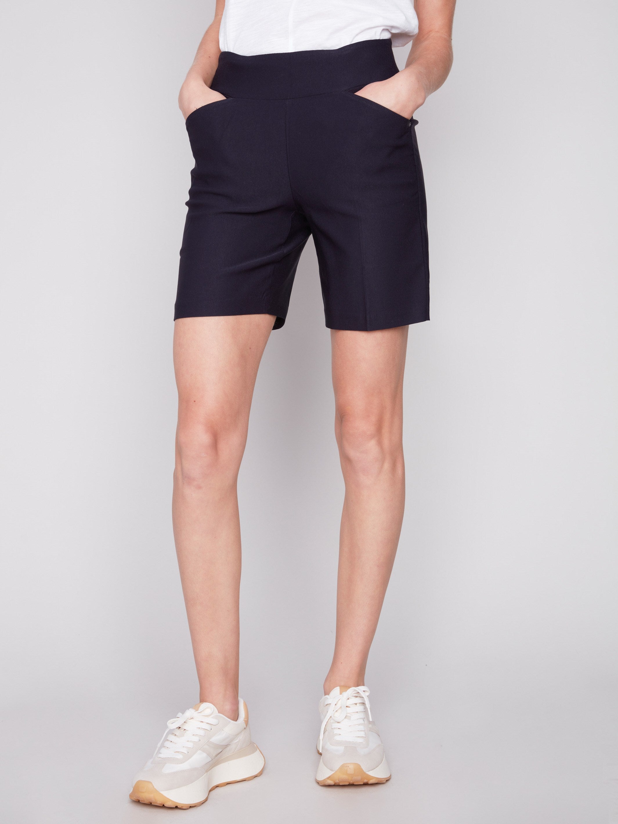Smooth Stretch Shorts - Navy - Charlie B Collection Canada - Image 3