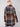 Manteau en tricot bouclé à coupe droite et motif tartan - Or