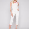 Straight Leg Jeans with Embroidered Stitch Hem - Natural - Charlie B Collection Canada - Image 1