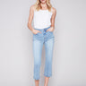 Straight Leg Jeans with Scallop Hem - Light Blue - Charlie B Collection Canada - Image 1