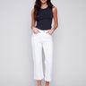 Straight Leg Twill Jeans with Scallop Hem - White - Charlie B Collection Canada - Image 1